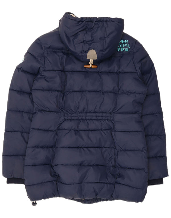 Superdry Veste à capuche Sherpa rembourrée pour femme UK 18 XL Bleu marine Polyester