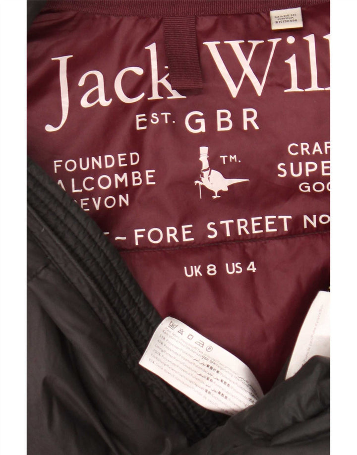 Jack Wills Manteau rembourré à capuche pour femme UK 8 Small Gris Polyester