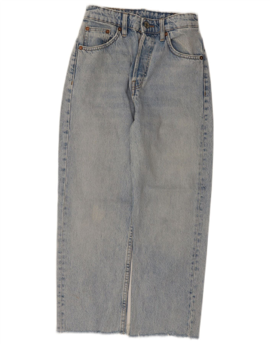 Zara Femme Jean Droit W24 L24 Bleu Coton