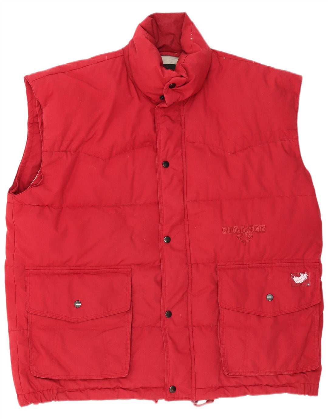 vintage Mens Rembourré Gilet UK 40 Grand Polyester Rouge
