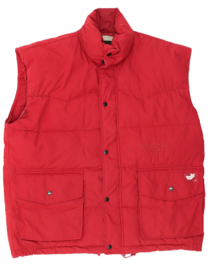 vintage Mens Rembourré Gilet UK 40 Grand Polyester Rouge