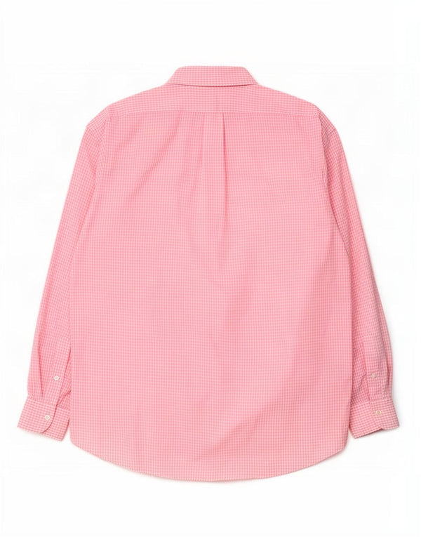 Benetton Mens Shirt Large Pink Gingham Cotton