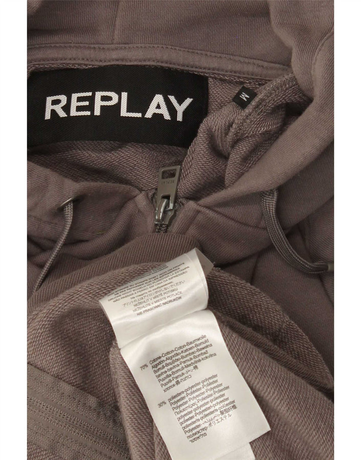 Replay Sweat à Capuche Zippé Homme Gris Moyen Coton