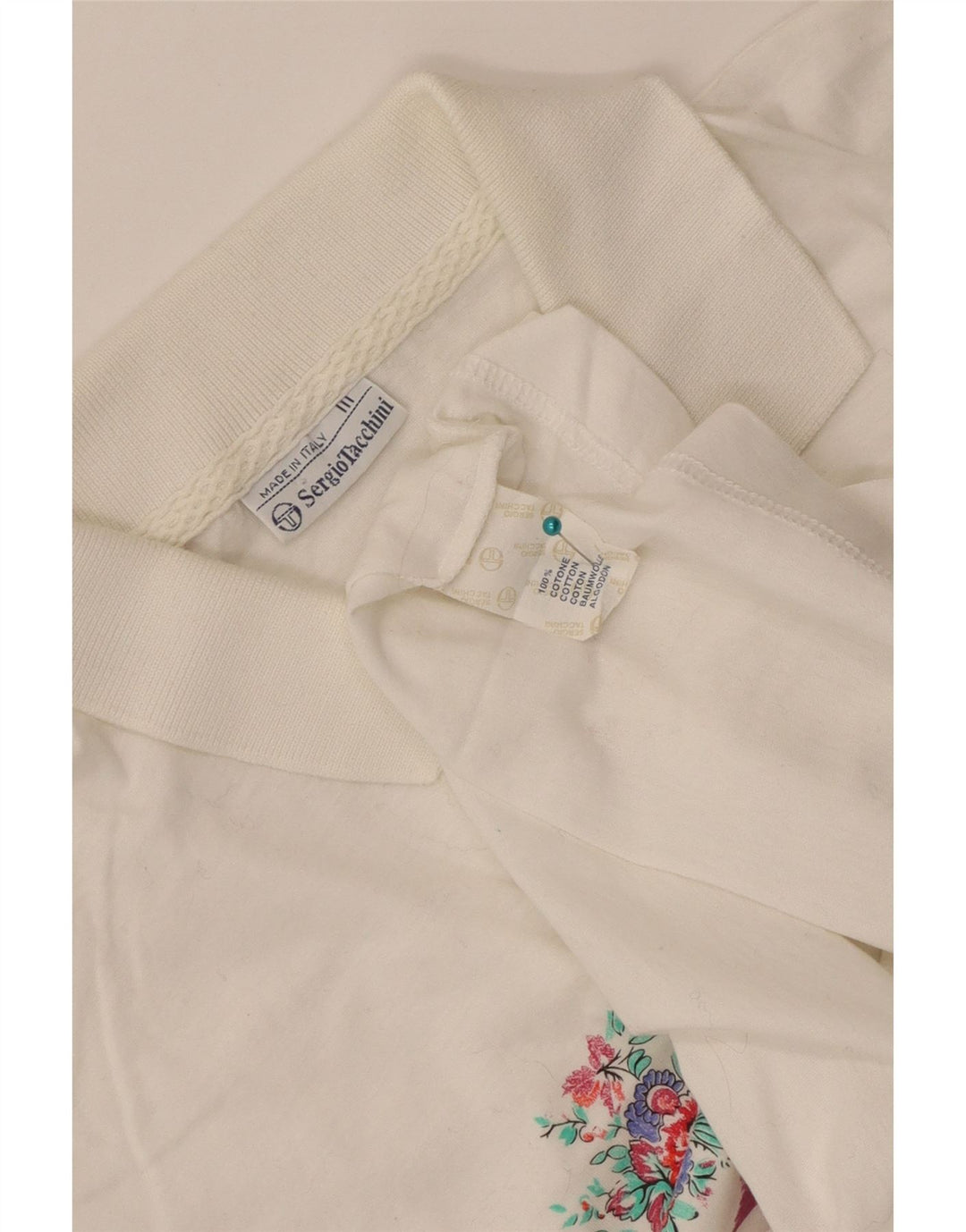 Sergio Tacchini Polo Femme IT 44 Coton Rayé Blanc Moyen
