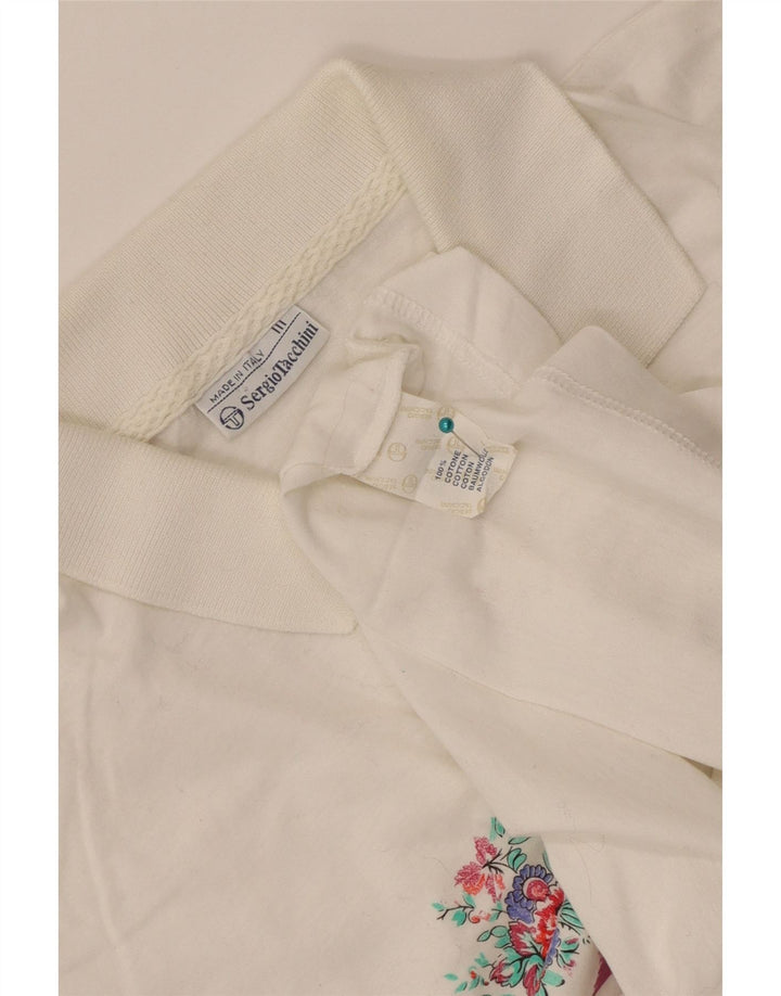 Sergio Tacchini Polo Femme IT 44 Coton Rayé Blanc Moyen