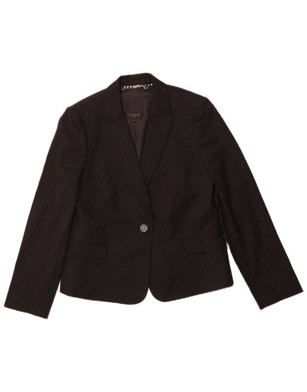 TED BAKER Veste blazer 1 bouton pour femme Taille 4 Grand Noir à pois