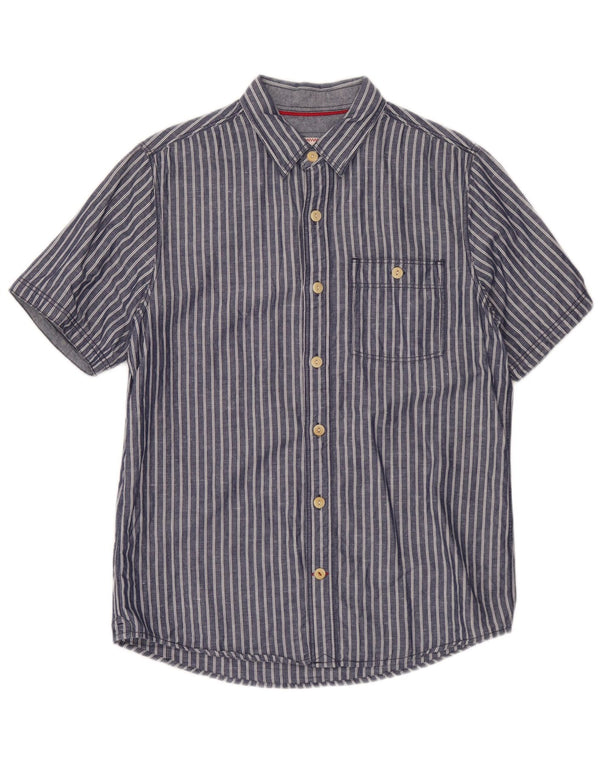Chemise à Manches Courtes Homme Fat Face Petit Coton Rayé Bleu