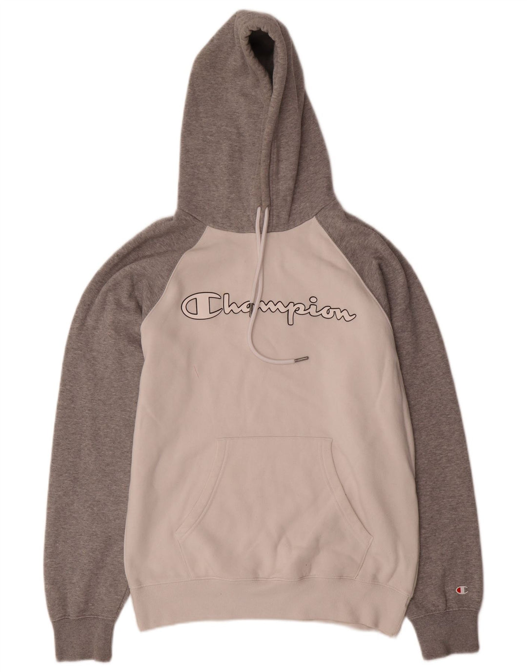 Champion Pull à Capuche Graphique Homme Blanc Moyen Coton Colorblock