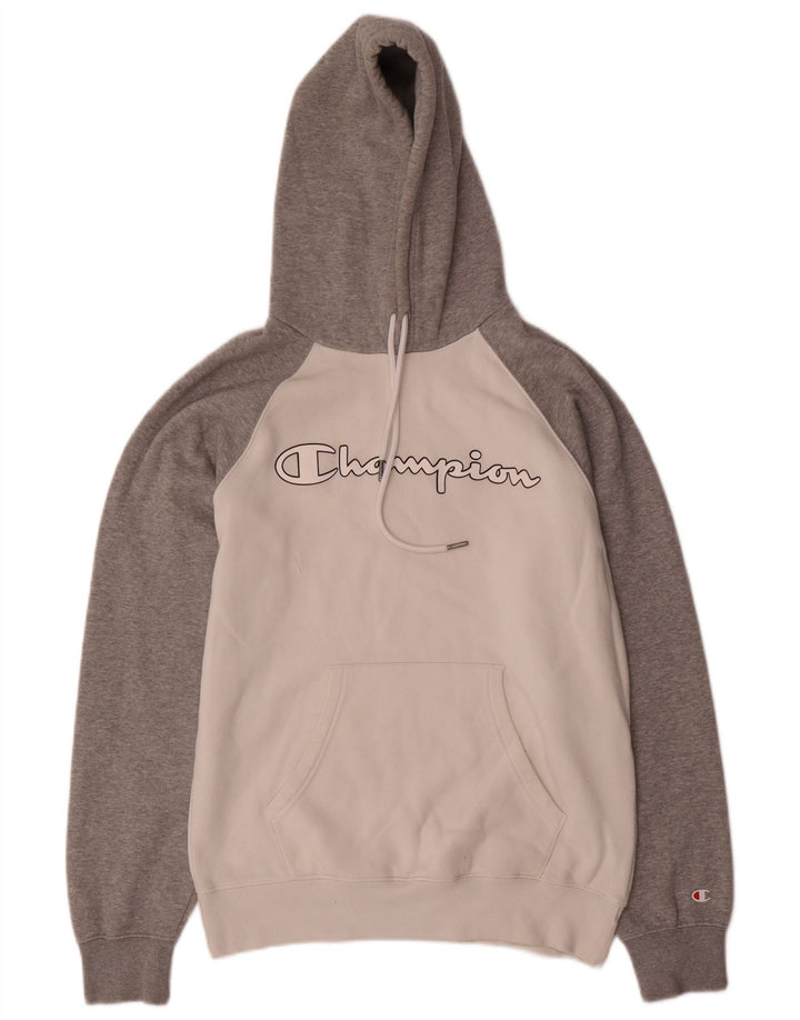 Champion Pull à Capuche Graphique Homme Blanc Moyen Coton Colorblock