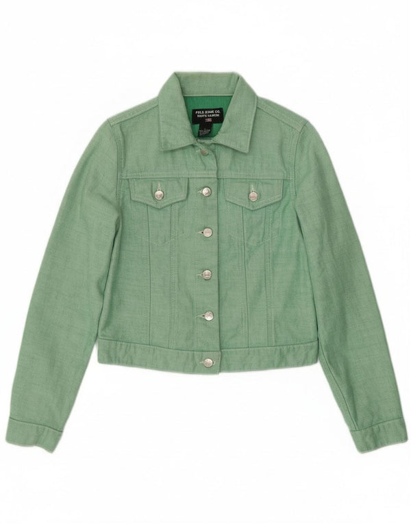 Ralph Lauren Veste en jean crop pour femme UK 10 Petit coton vert