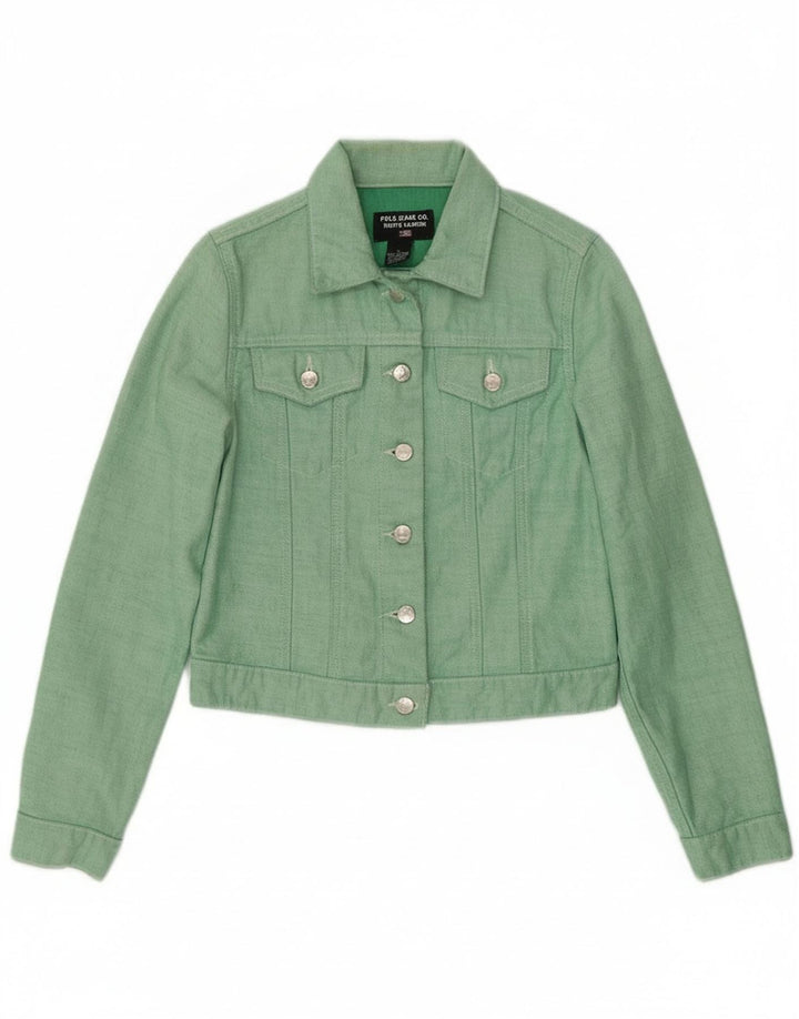 Ralph Lauren Veste en jean crop pour femme UK 10 Petit coton vert
