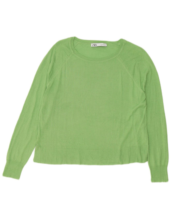 Zara Pull surdimensionné à col bateau pour femme UK 10 Petit Vert