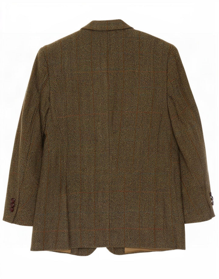 Harris Tweed Veste blazer courte pour homme EU 48 Kaki moyen à chevrons