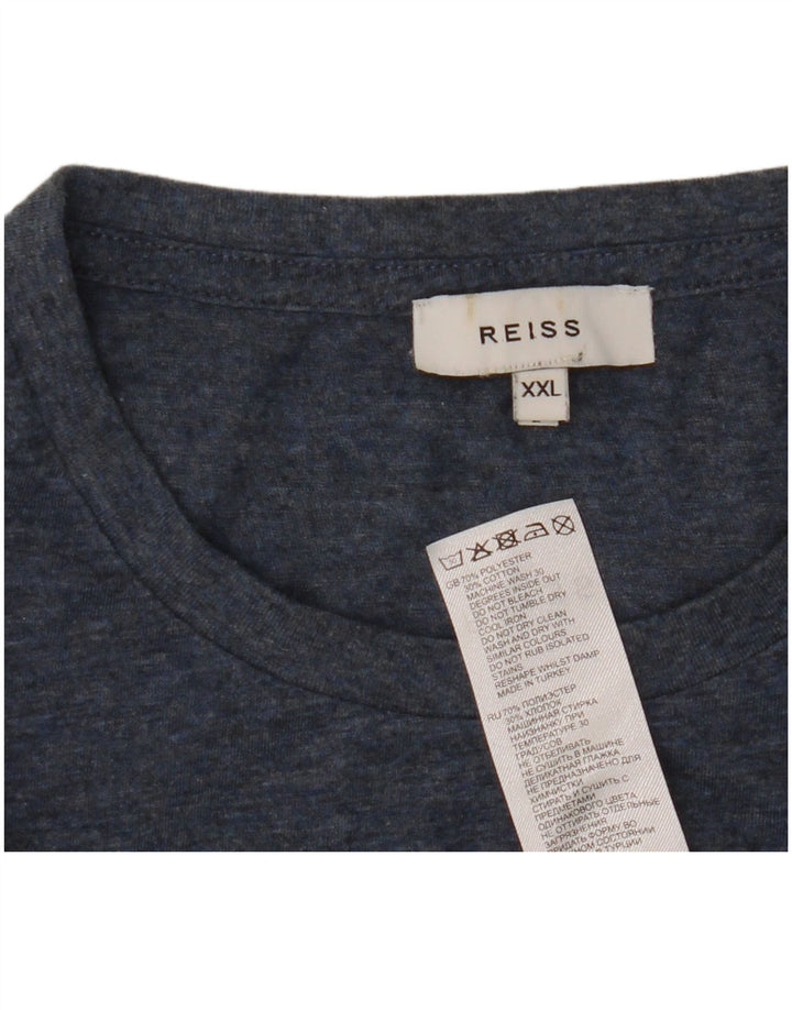 Reiss T-Shirt Homme Top 2XL Bleu Marine Moucheté Polyester