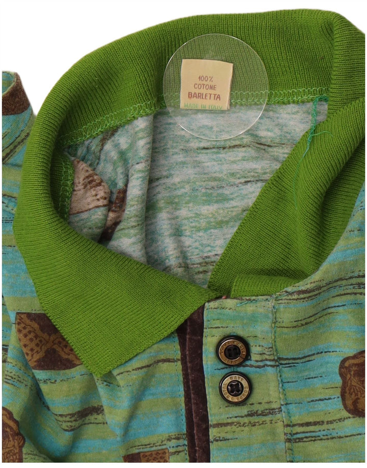 Polo Homme Vintage IT 48 Coton Géométrique Vert Moyen
