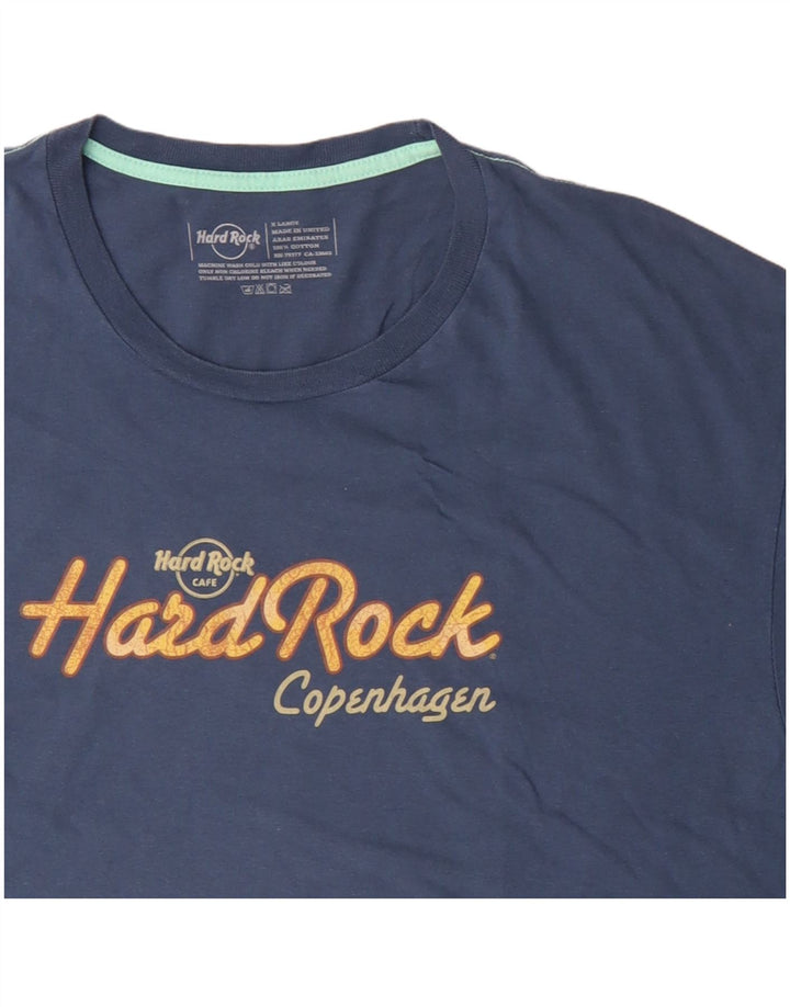 HARD ROCK CAFE T-Shirt Graphique Copenhague Homme Top XL Bleu Coton