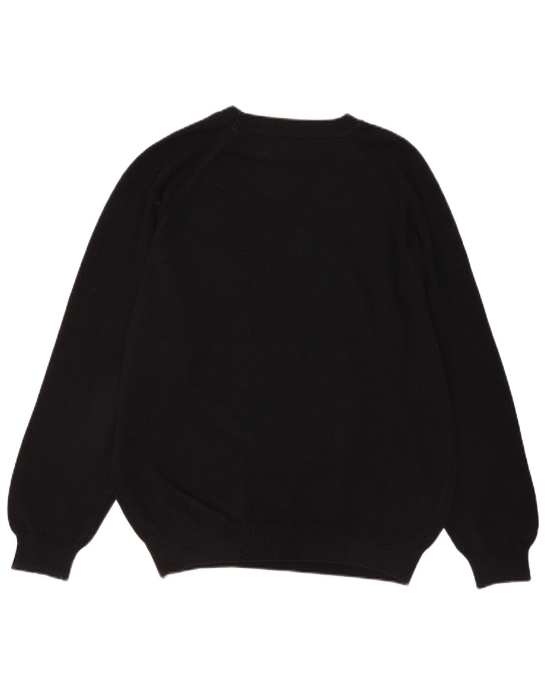 Benetton Pull à col rond pour homme en coton noir Large
