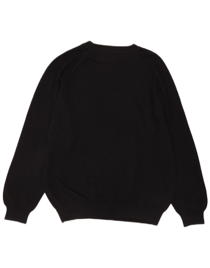 Benetton Pull à col rond pour homme en coton noir Large