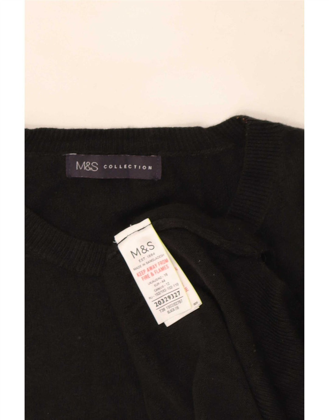 Marks & Spencer Pull surdimensionné à col rond pour femme UK 16 Large Noir