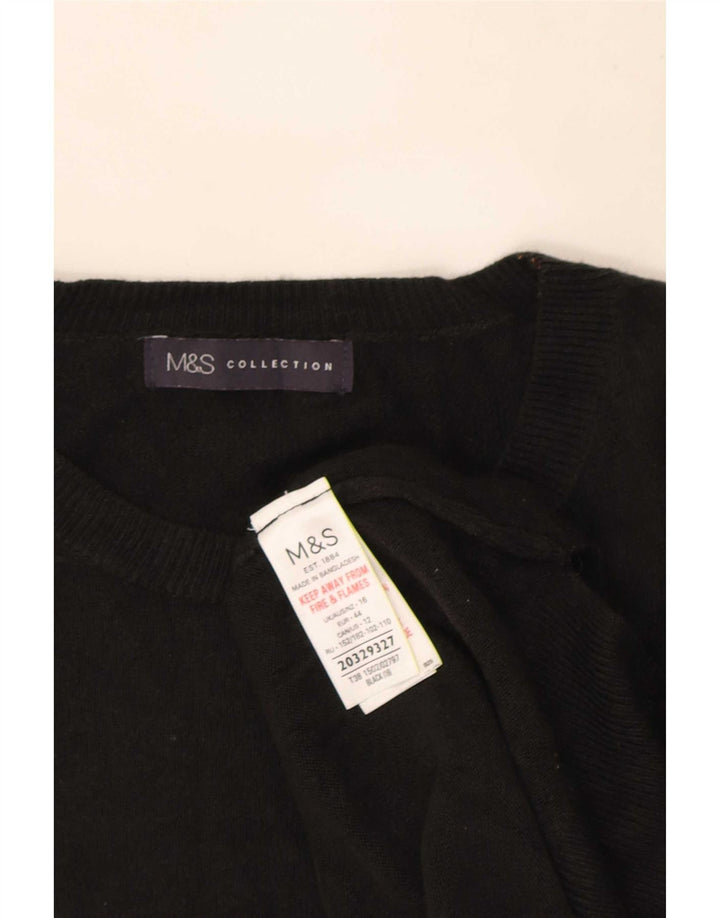 Marks & Spencer Pull surdimensionné à col rond pour femme UK 16 Large Noir