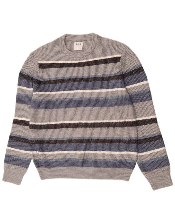 Marks & Spencer Pull à col rond pour homme, grandes rayures multicolores