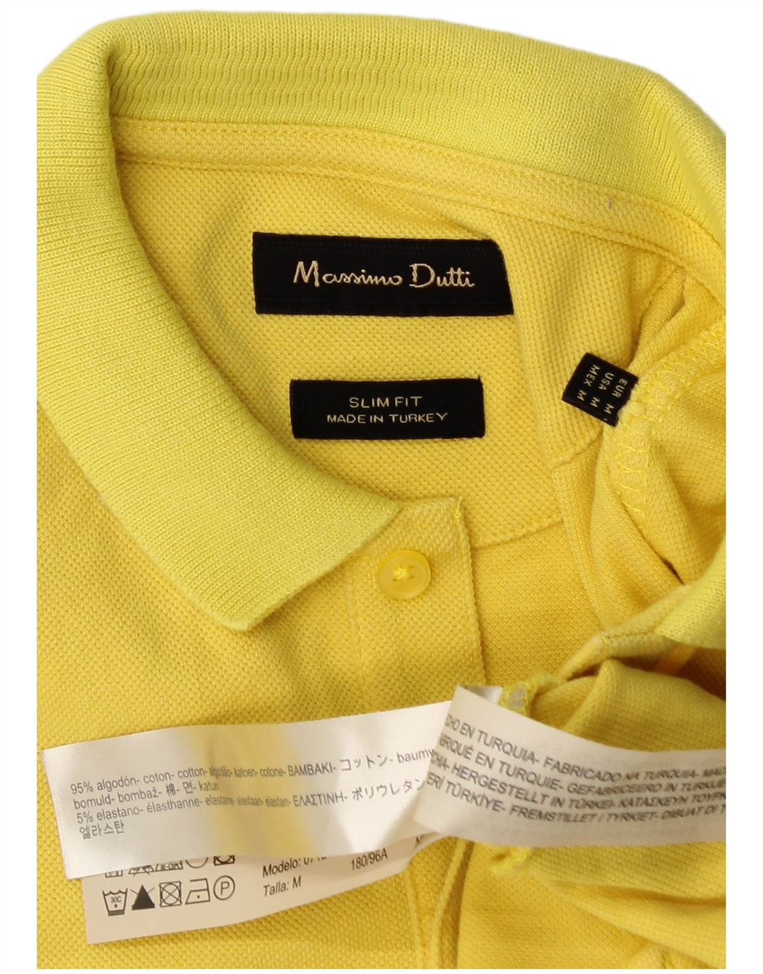 Massimo Dutti Polo Slim Fit Homme Coton Jaune Moyen
