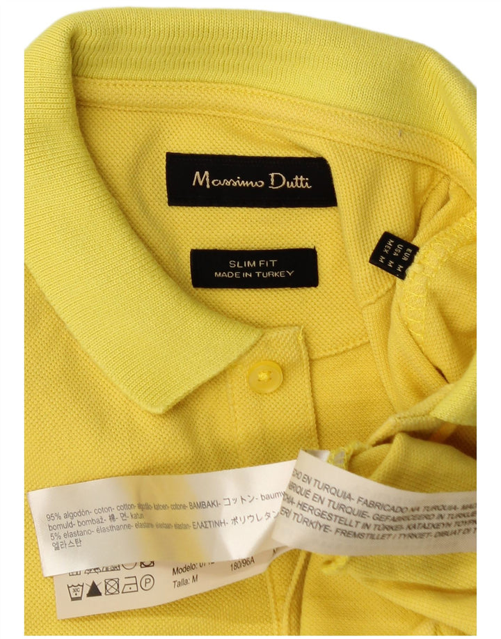 Massimo Dutti Polo Slim Fit Homme Coton Jaune Moyen