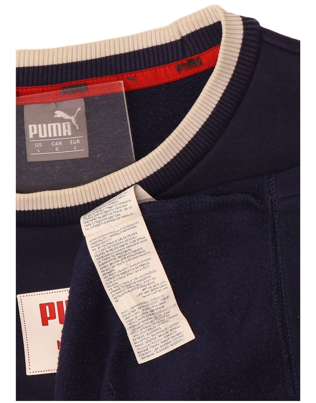 Puma Sweat-shirt graphique pour homme en coton color block bleu marine Taille L