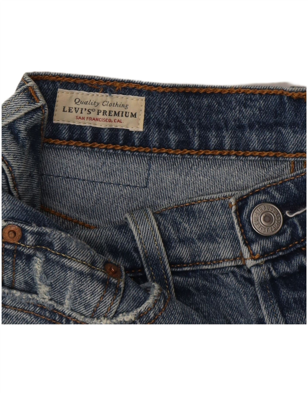 Levi's Short en Jean 501 Distressed Femme W26 Petit Bleu