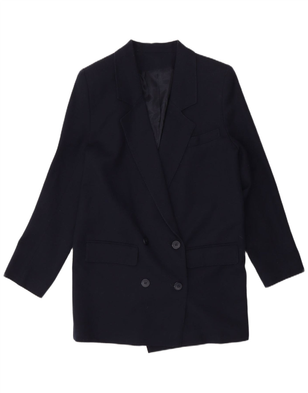 vintage Femme Double Breasted Blazer Veste UK 10 Petit Bleu Marine