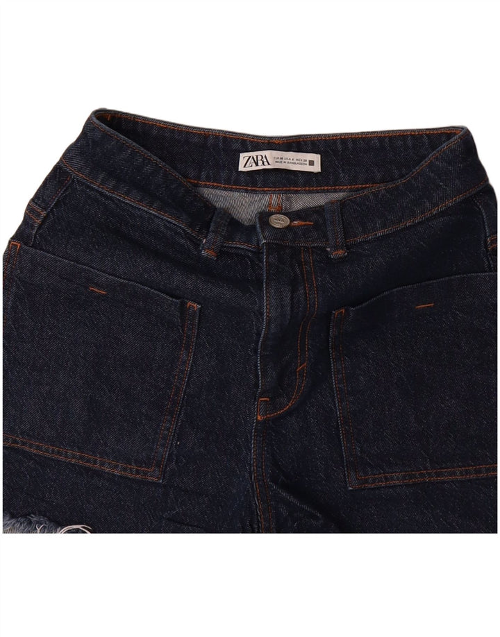 ZARA Womens Denim Shorts EU 38 Small W28  Navy Blue Cotton