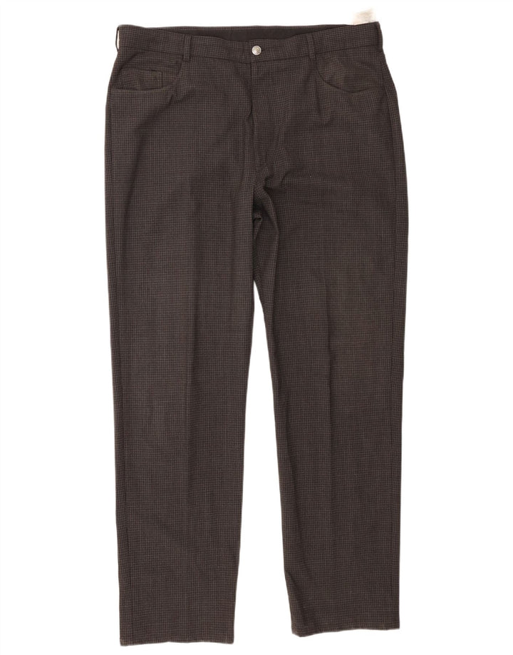Marks & Spencer Pantalon décontracté droit pour homme W38 L31 Gris à carreaux Polyester