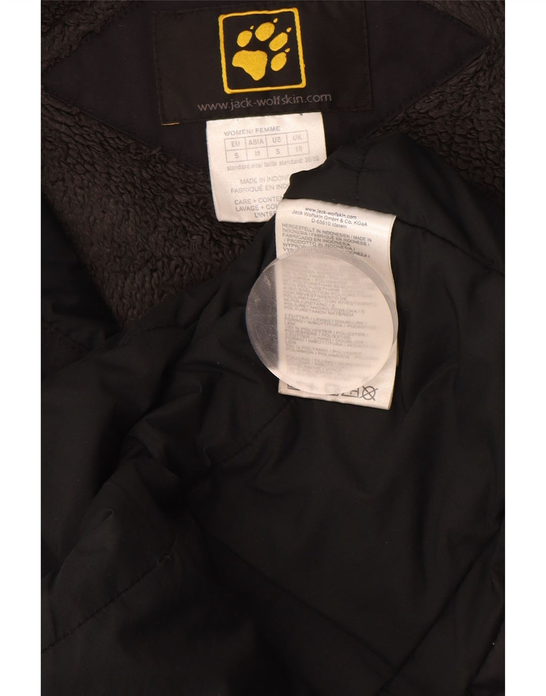 JACK WOLFSKIN Manteau coupe-vent à capuche pour femme UK 10 Small Noir Polyamide