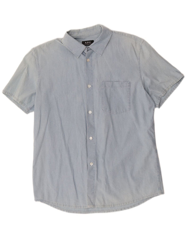 A.P.C Chemise à Manches Courtes Homme Bleu Moyen