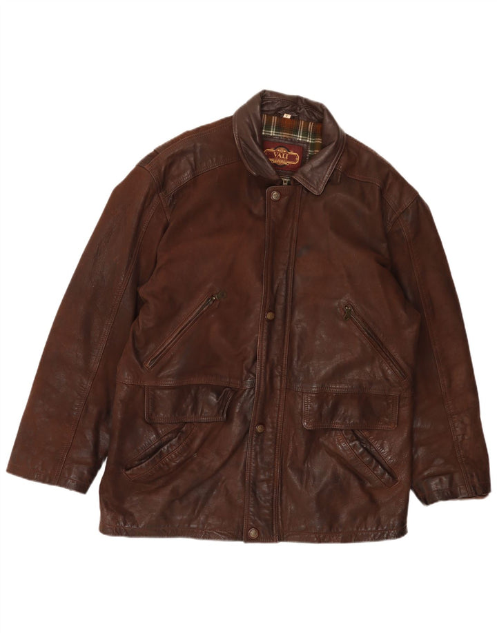 Vali Collection Veste en cuir pour homme UK 40 Grand cuir marron
