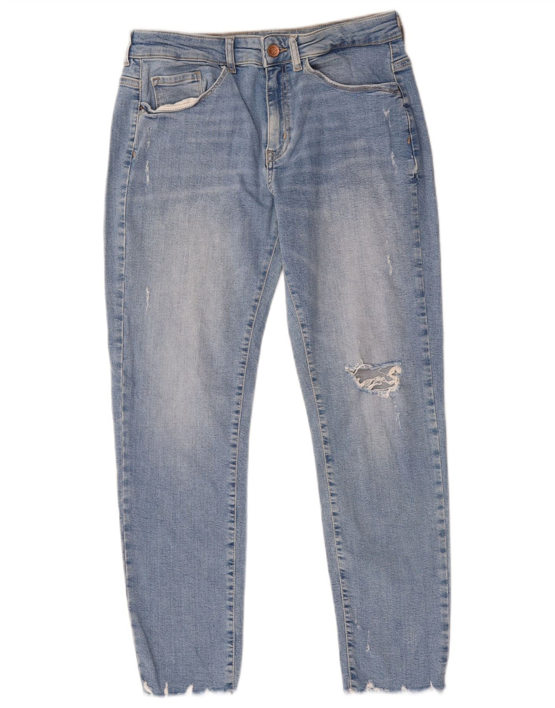 Zara Jean court en détresse pour femme EU 40 Medium W30 L25 Bleu Coton