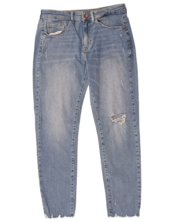 Zara Jean court en détresse pour femme EU 40 Medium W30 L25 Bleu Coton