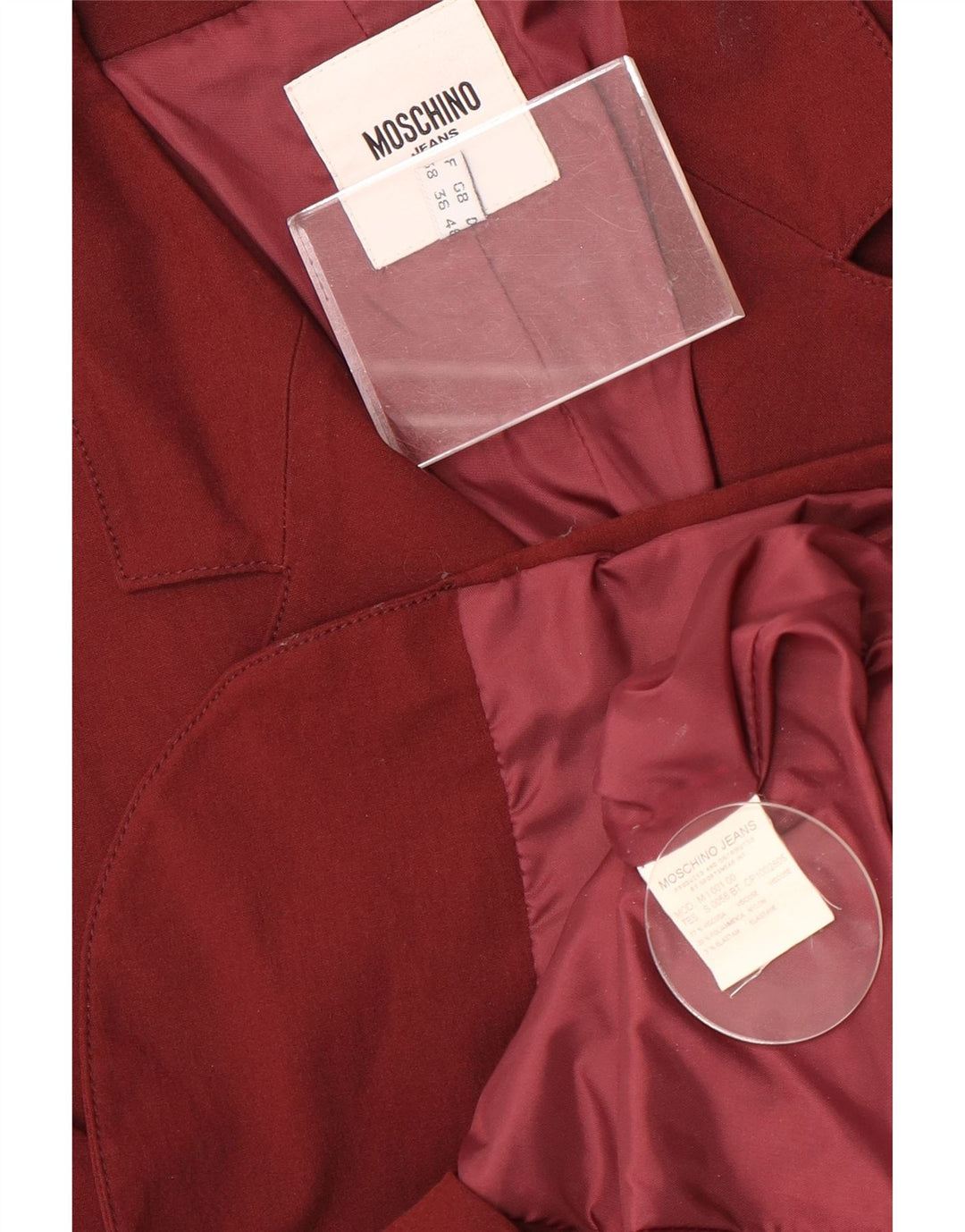 Moschino Veste blazer à 3 boutons pour homme UK 36 Small Maroon Viscose