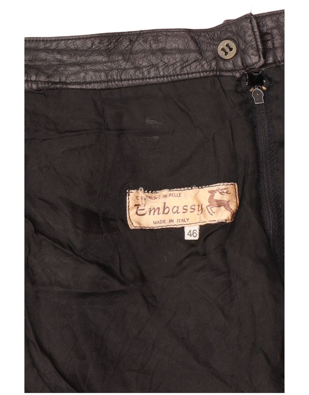 EMBASSY Jupe taille haute en cuir pour femme IT 46 Large W26 Cuir noir