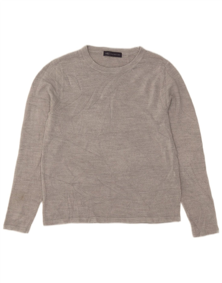 Marks & Spencer Pull col bateau pour femme UK 12 Gris moyen Acrylique