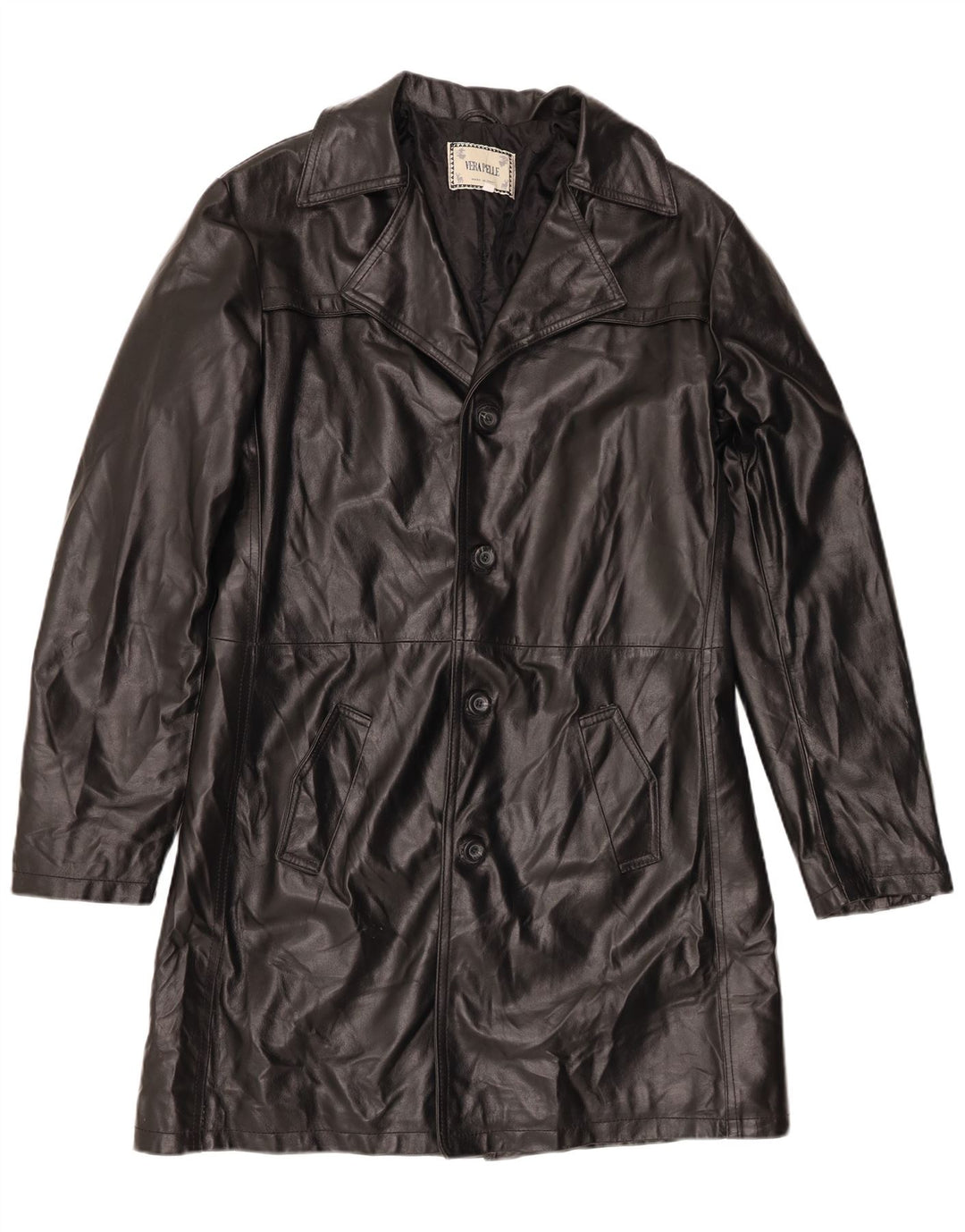 manteau en cuir homme vintage UK 42 XL Cuir noir