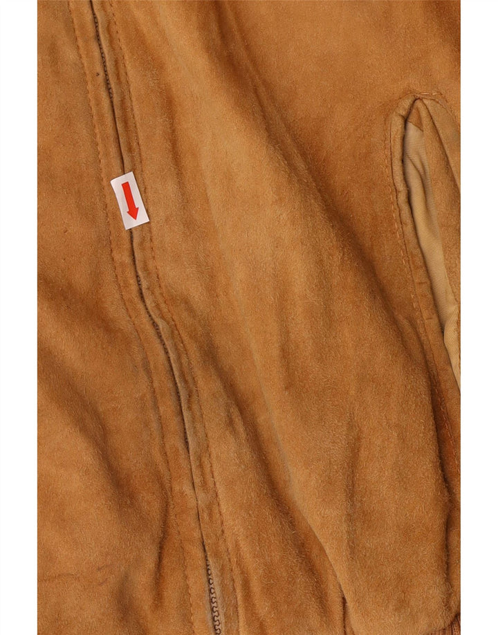 vintage Mens Suede Bomber Jacket UK 42 XL Cuir Marron