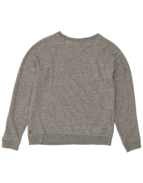 Levi's Sweat-shirt graphique pour femme UK 16 Large Gris Moucheté Coton