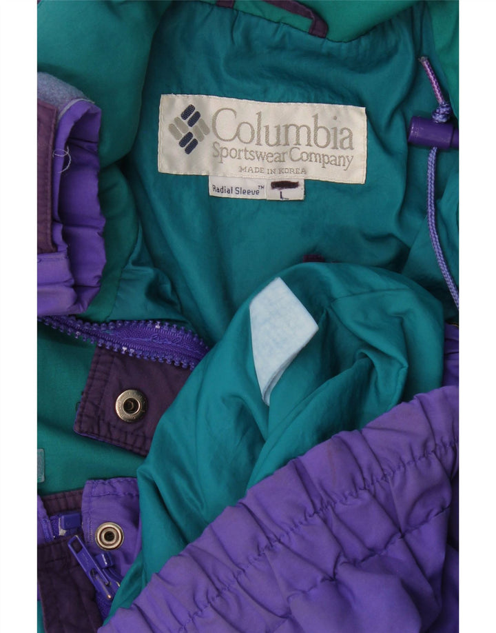 Columbia Veste coupe-vent surdimensionnée pour femme UK 16 Large Violet Colourblock