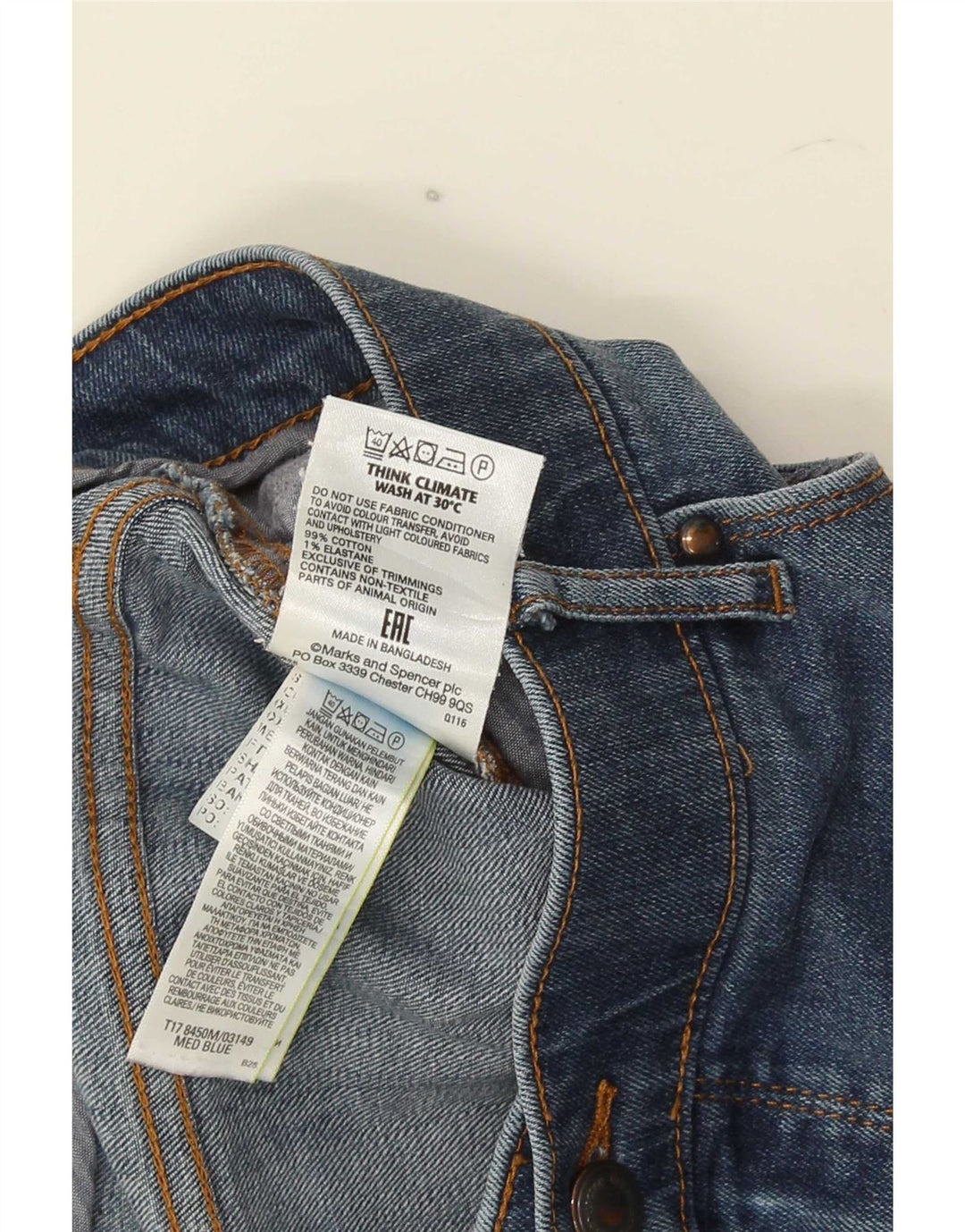 Marks & Spencer Jean droit coupe droite homme W40 L33 bleu coton