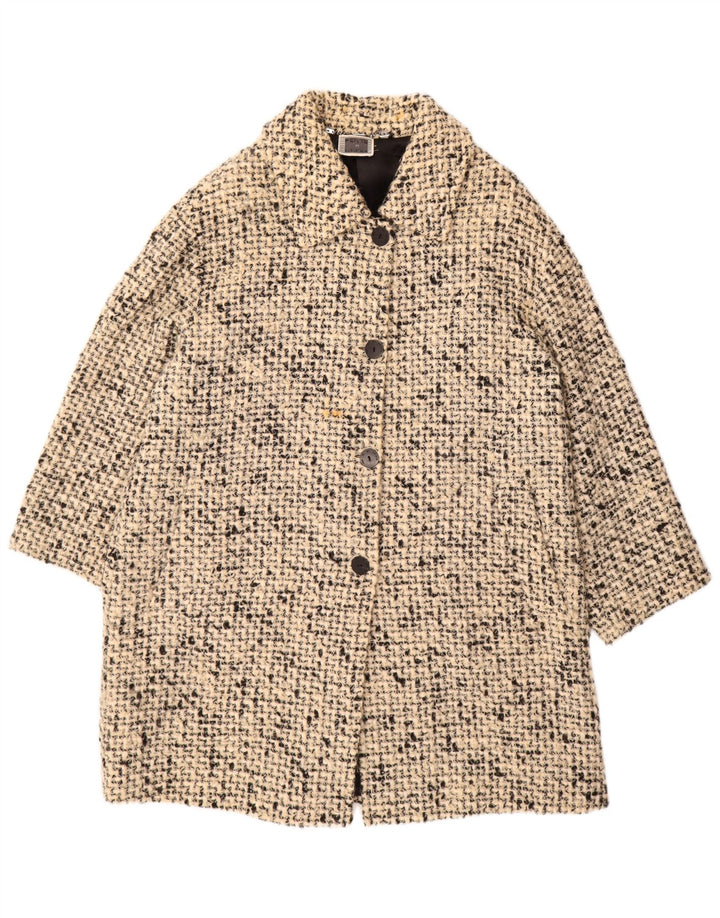 PERTE BY KRIZIA Manteau surdimensionné pour femme Taille 21 Beige moyen moucheté