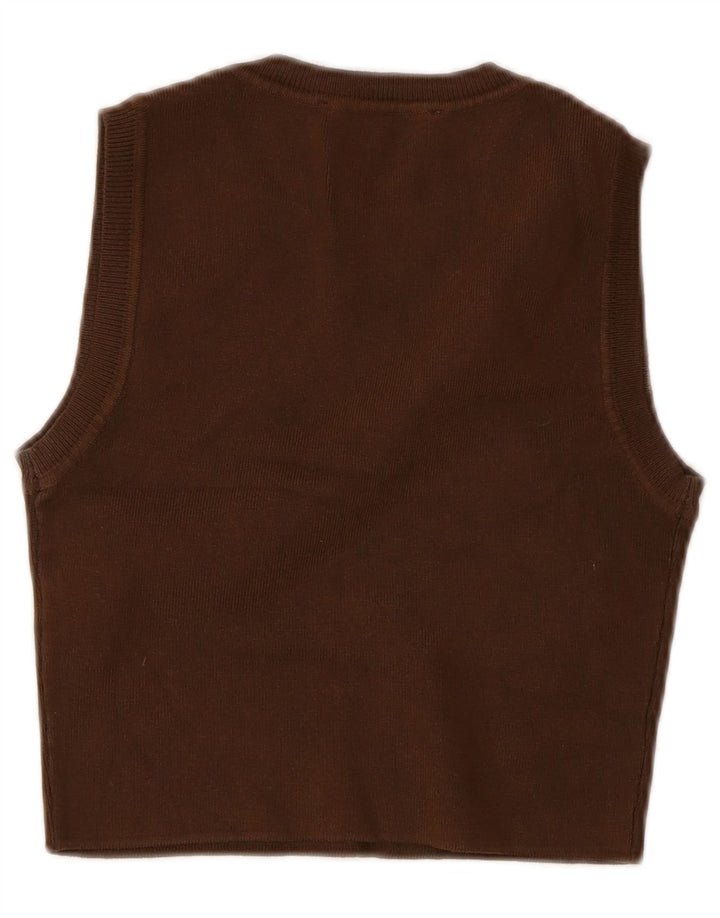Zara Haut court sans manches pour femme UK 12 Viscose marron moyen