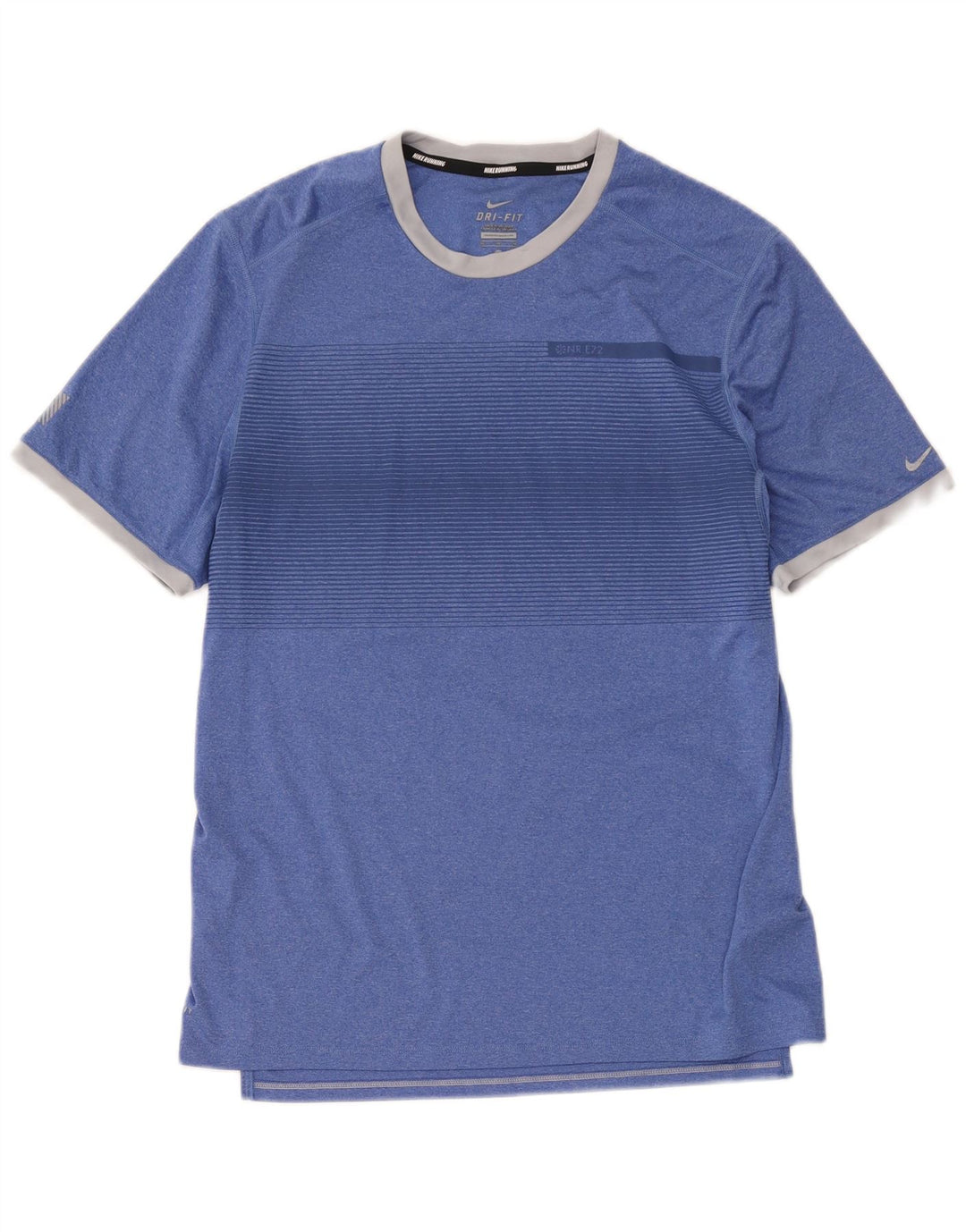 Nike Homme Dri Fit T-Shirt Haut Bleu Moyen Rayé Polyester
