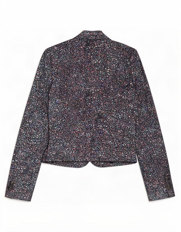 Monsoon Veste Boléro Femme UK 12 Coton Floral Noir Moyen