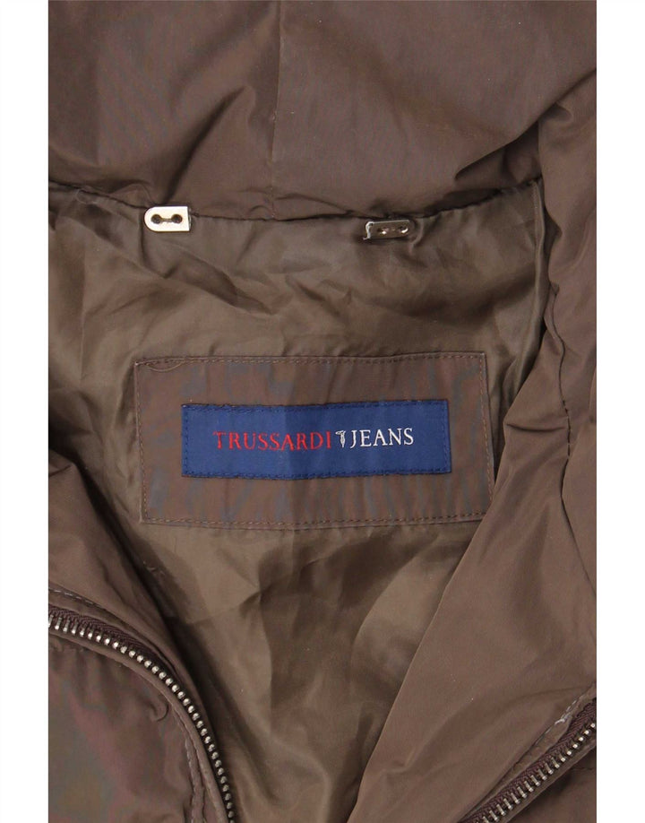 Trussardi Manteau Rembourré À Capuche IT 40 Small Marron